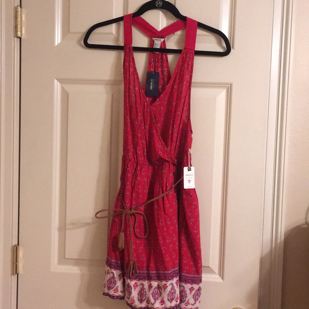 Red floral paisley sleeveless dress